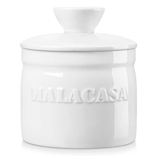 6 oz. White Porcelain French Butter Dish with Lid Butter Container Butter Keeper with Water Line