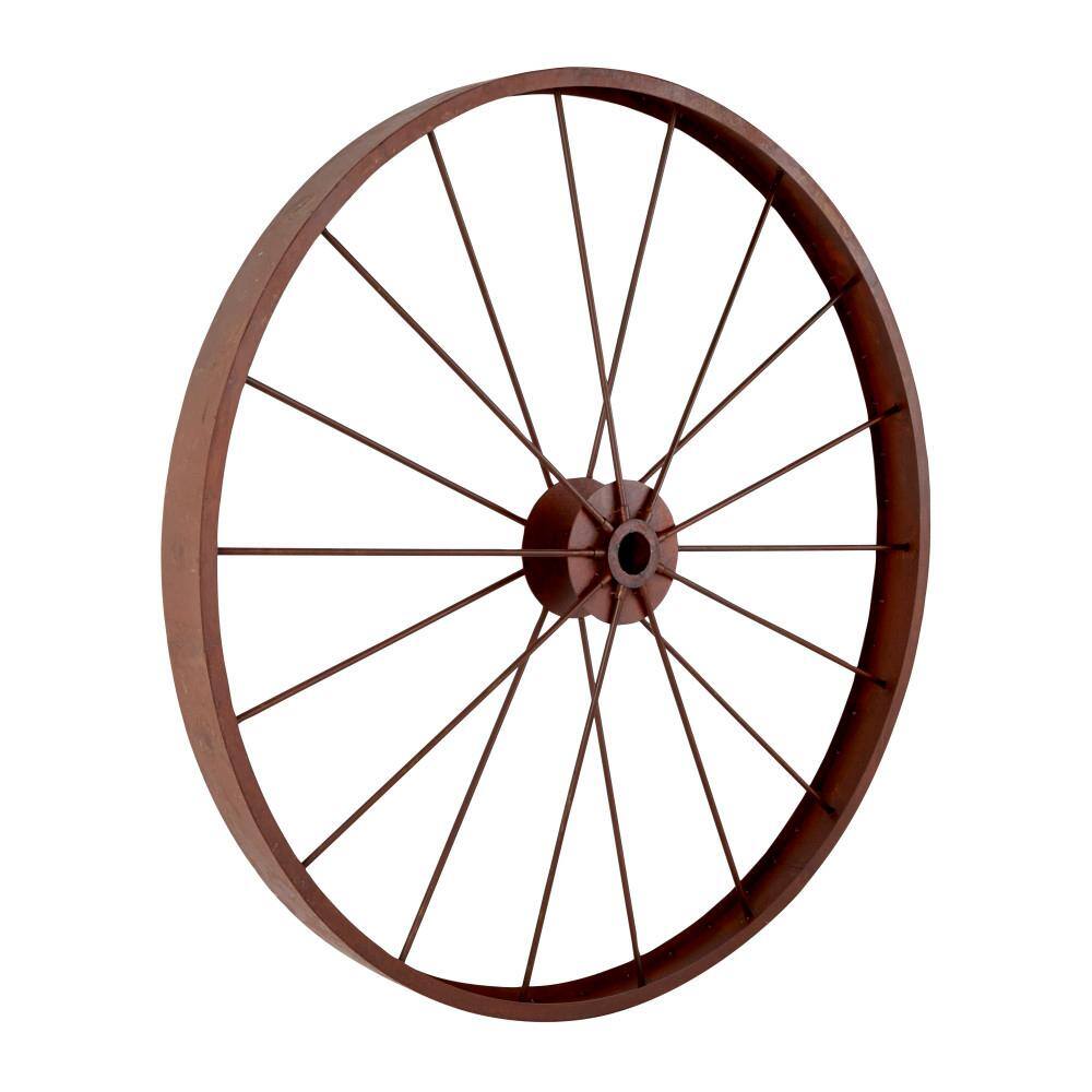 Large Rustic Red Metal Wagon Wheel Wall Decor, 46.5"