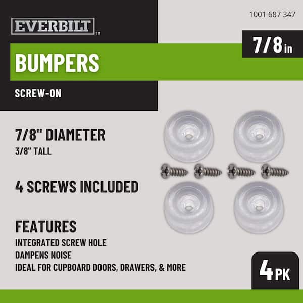 7/8 in. Clear Rubber Like Plastic Screw-On Surface Bumpers (4-Pack)