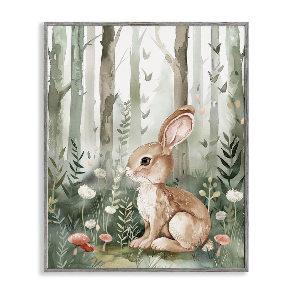 Soft Woodland Bunny by LSR Design Studio Gray Framed Nature Giclee Art Print 30 in. x 24 in. price history on PriceWatchPro