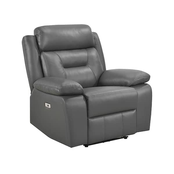 Emillia Dark Gray Leather Power Recliner