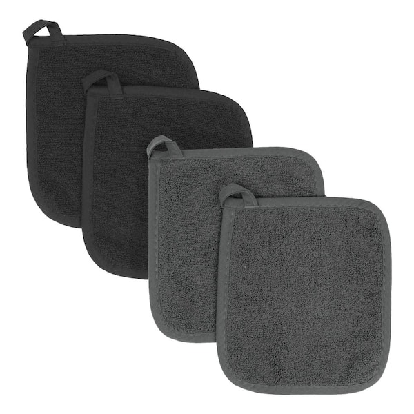 RITZ Black/Graphite Variety 4-Pack Terry Potholder Set