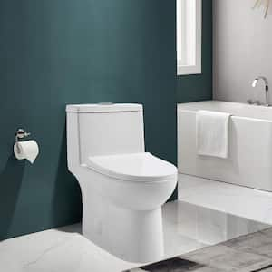 1-Piece 0.8/1.28 GPF Dual Flush Modern Elongated Toilet Soft Closing Seat White Soft Close Seat Included