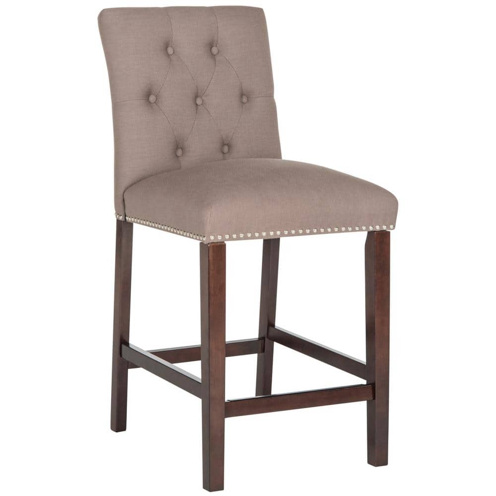 Norah Dark Taupe and Espresso Wood Metal Counter Stools (Set of 2)