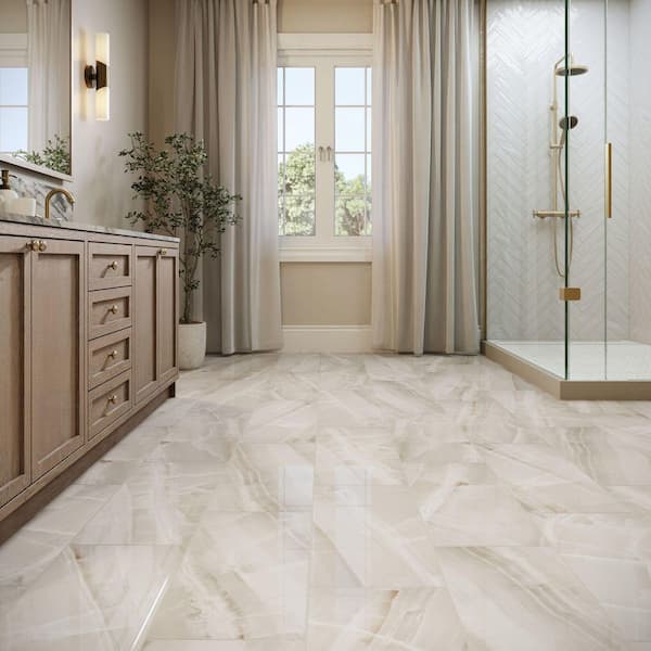Tranquil Trace Faro 12 in. x 24 in. Polished Porcelain Floor and Wall Tile (15.5 sq. ft. /case)