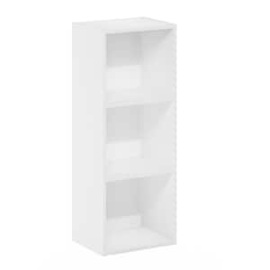 Pasir 31.5 in. White Wood 3-Shelf No-Tool Assembly Standard Bookcase