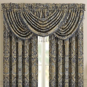 Palmer Teal Polyester Window Waterfall Valance