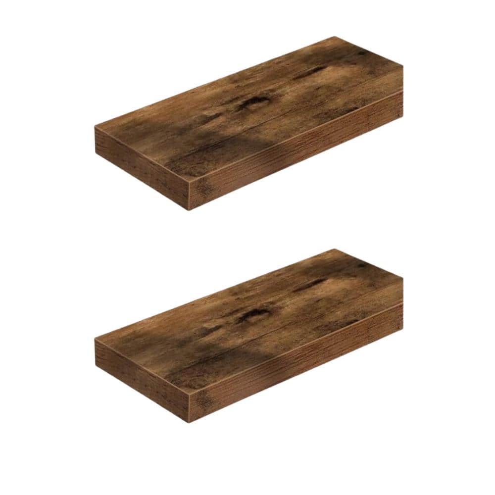 Hot Seller 2 Pieces 15.7 in. W x 6.7 in. D Rustic Brown Fiberboard Floating