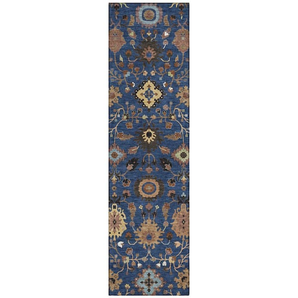 Chantille Machine Washable Indoor/Outdoor Abstract ACN2458 Navy 2 ft. x 7 ft. Runner Rug