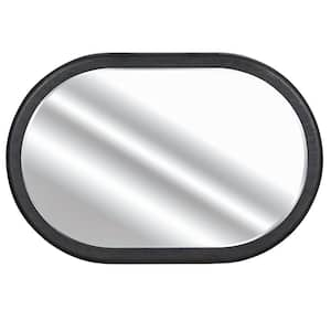 Eastbrook Modern Black 48 in. W x 32 in. H Modern Oval Acacia Wood Framed Wall Mirror