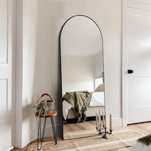 21.26 in. W x 64.17 in. H Large Metal Black Standing Mirror Arched Full Length Mirror Framed Mounted Dressing Mirror