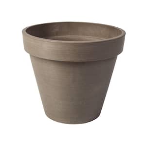 Valencia 14 in. Round Textured Taupe Polystone Band Planter