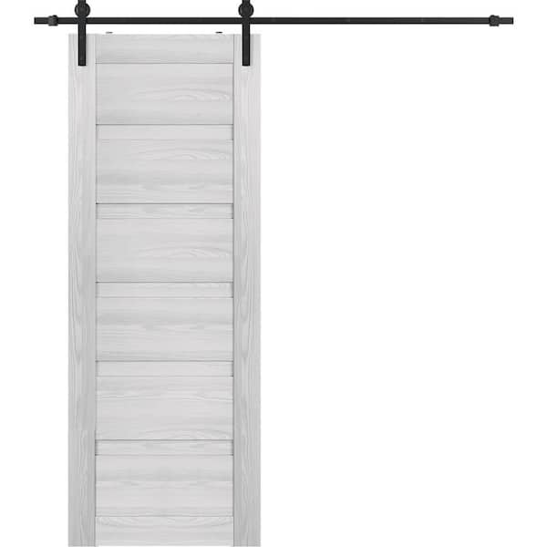 Belldinni Louver 28 in. x 83.25 in. Ribeira Ash Wood Composite Sliding Barn Door with Hardware Kit