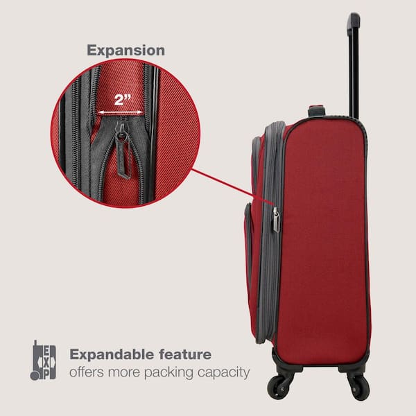 U.S. Traveler Forza Red Softside Rolling Suitcase Luggage