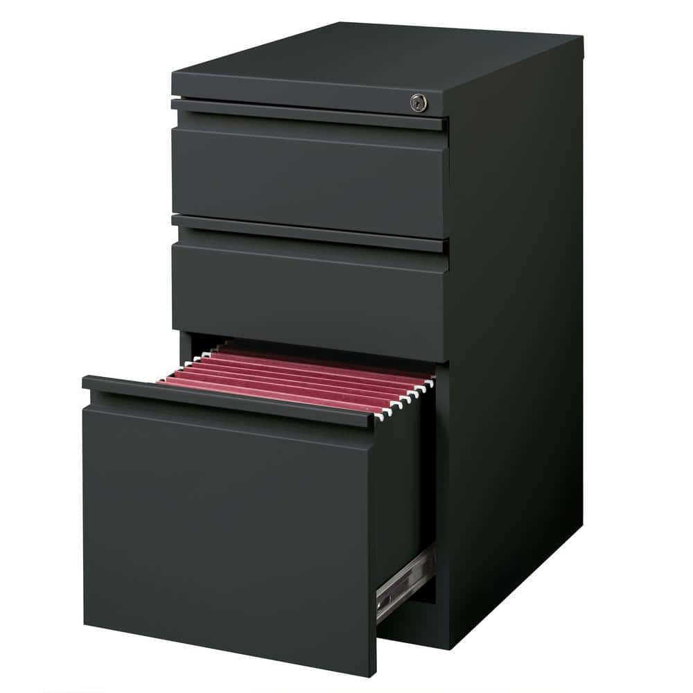 Charcoal Steel 3-Drawer Lockable Mobile Pedestal Filing Cabinet
