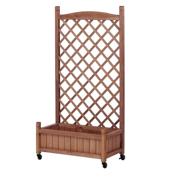 Unbranded Outdoor Wooden Planter Box with Trellis Raised Garden Bed Wood (2 Planter Boxes)