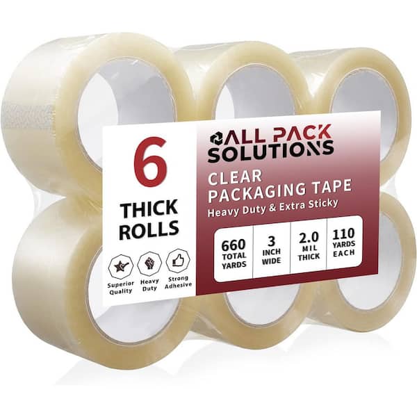 3 in. x 110 yds. Heavy Duty Clear Packaging Tape for Shipping Moving Supplies 2.0 Mil Thick (6-Pack)
