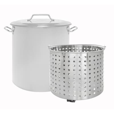 Concord 40 qt. Stainless Steel Stock Pot with Steamer Basket Boiler Pot  NS40-BAK - The Home Depot