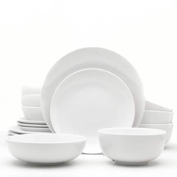 Euro Ceramica White Essential 16-Piece Casual Porcelain Dinnerware Set (Service for 4)