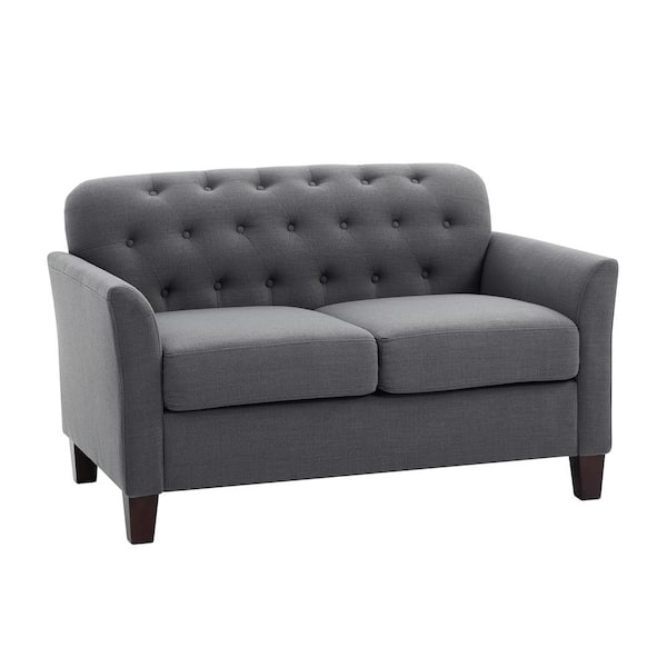 ARTFUL LIVING DESIGN Ida 51.5 in. Wide Mid-Century Button-Tufted Grey Loveseat With Removable Cushions