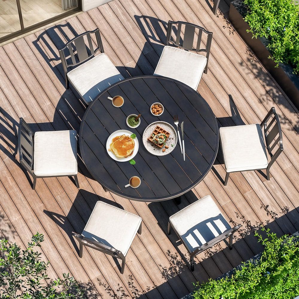 サニーレタスマントルピース ULAX FURNITURE Tamarin 7-Piece Aluminum Outdoor Dining Set with