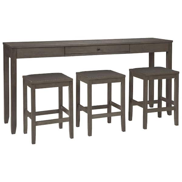 Benjara Modern Style 17 in. Gray Wooden 4Legs Counter Height Dining