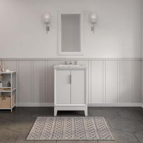 Water Creation Elizabeth 24 in. Bath Vanity in Pure White with Carrara White Marble Vanity Top with Ceramics White Basins and Faucet