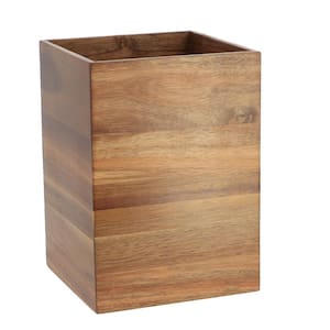 Acacia Free Standing Square Waste Basket 2 Gallons (7.5 Liters) Brown