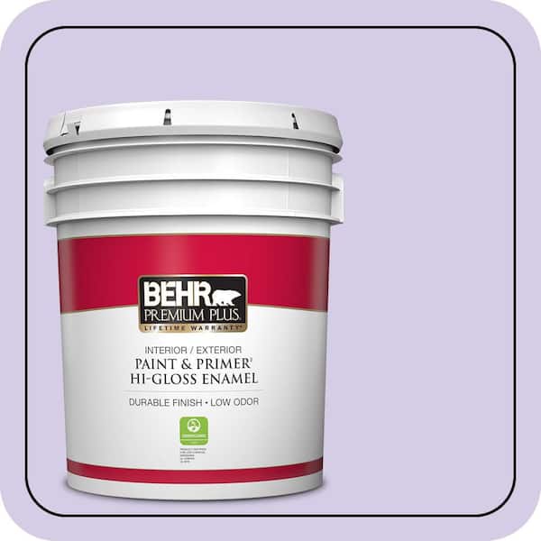 BEHR PREMIUM PLUS 5 gal. #640A-3 Potentially Purple Hi-Gloss Enamel Interior/Exterior Paint & Primer