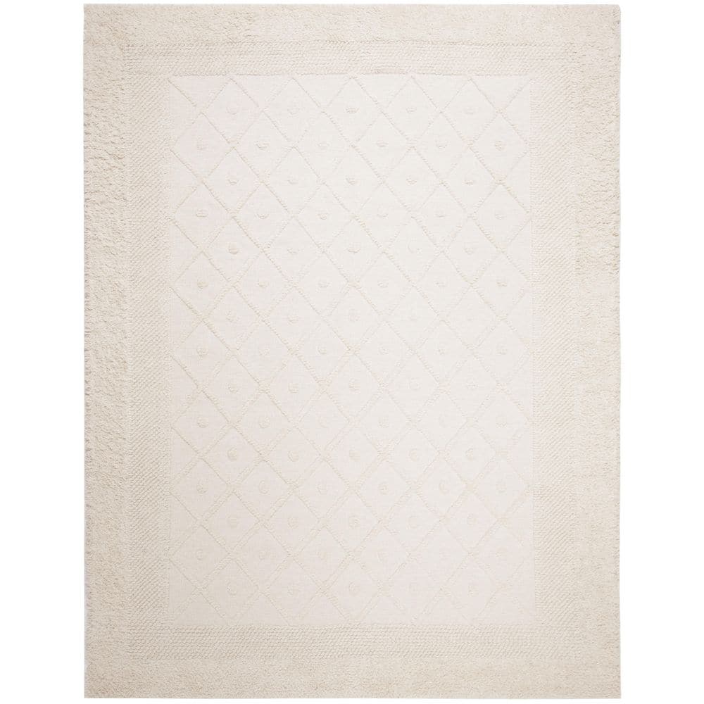 Ivory Hand-Knotted Wool Area Rug, 10' x 14'