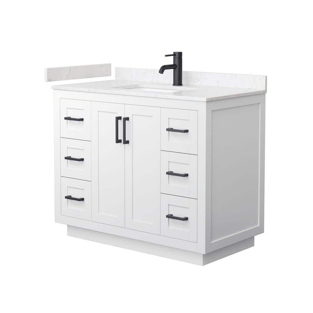 Miranda 42" White and Black Wood & Marble Single Bathroom Vanity
