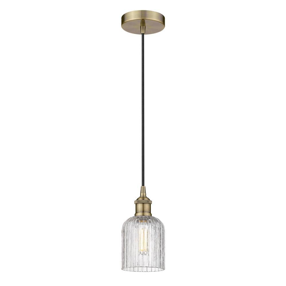 Bridal Veil 100-Watt 1-Light Antique Brass Standard Mini Pendant Light with Clear Glass Shade, No Bulbs Included price history on PriceWatchPro