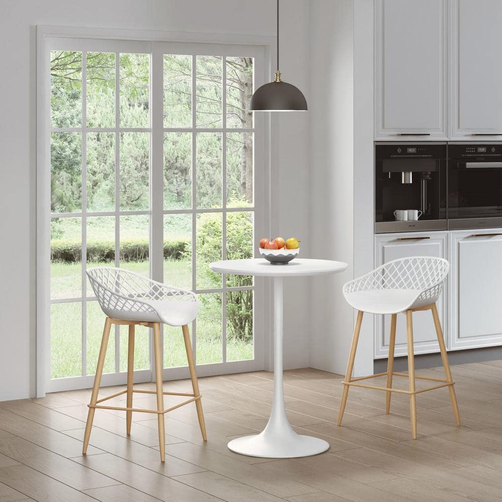 White Round Mid-Century Modern Counter Height Table