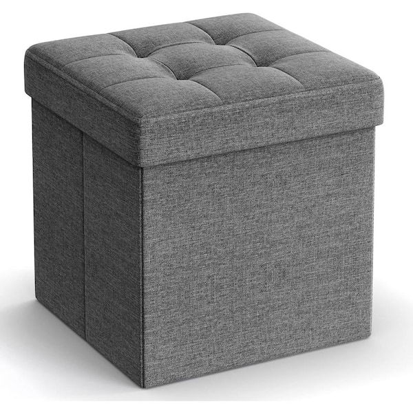 11.8 in. Dark Gray Small Folding Storage Ottoman Cube