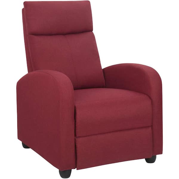 LACOO Red Single Recliner Thick Padded Push Back Fabric Recliner for Living Room