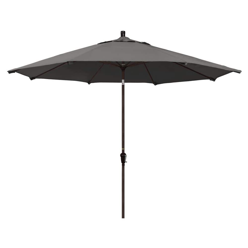 11 ft. Bronze Aluminum Market Patio Umbrella with Aluminum Ribs Auto Tilt Crank Lift in Charcoal Sunbrella price history on PriceWatchPro