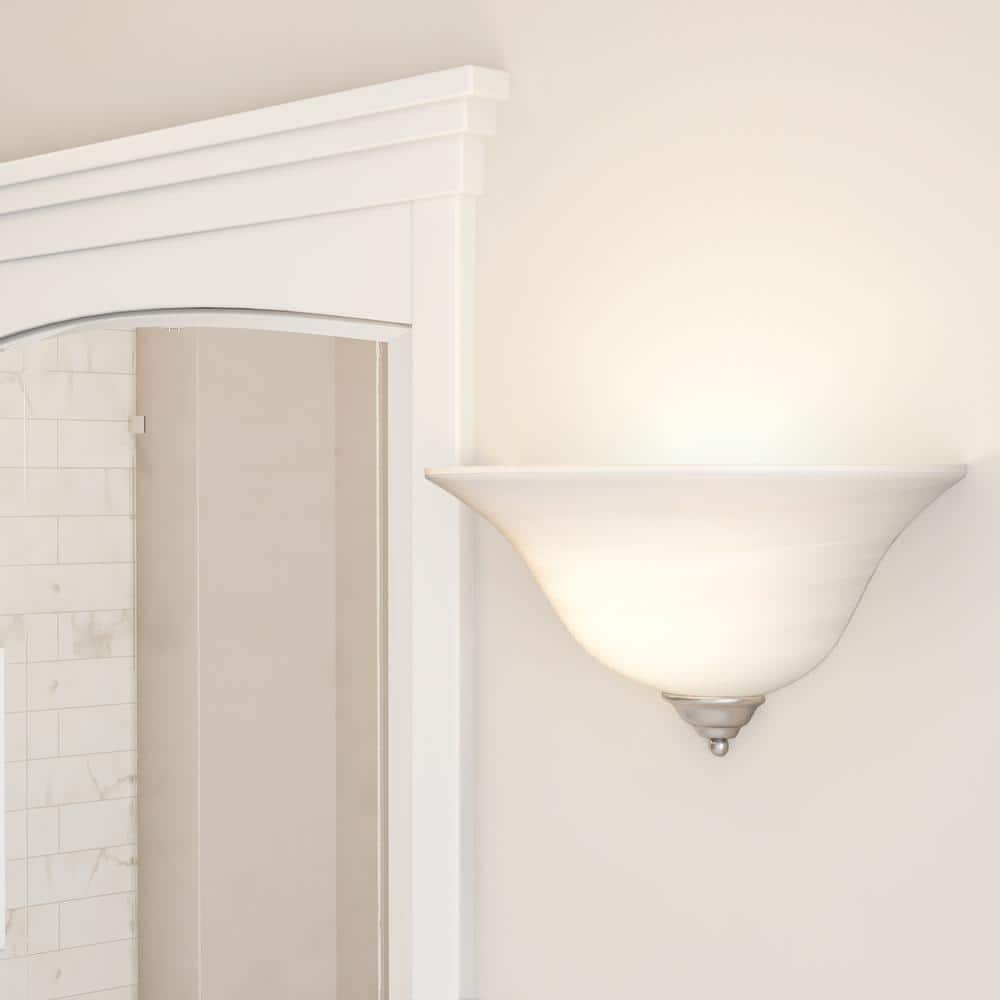 Brushed Nickel Wall Sconce with White Alabaster Glass
