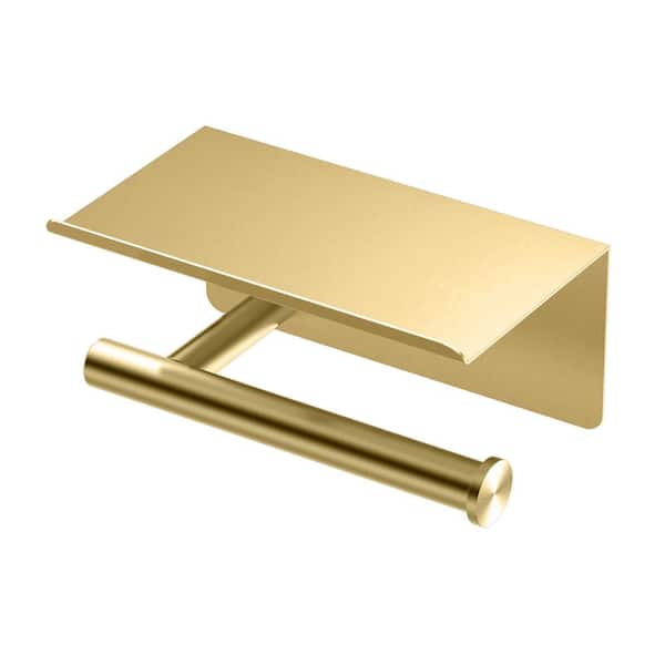 Gatco Latitude II Toilet Paper Holder with Mobile Shelf in Brushed Brass