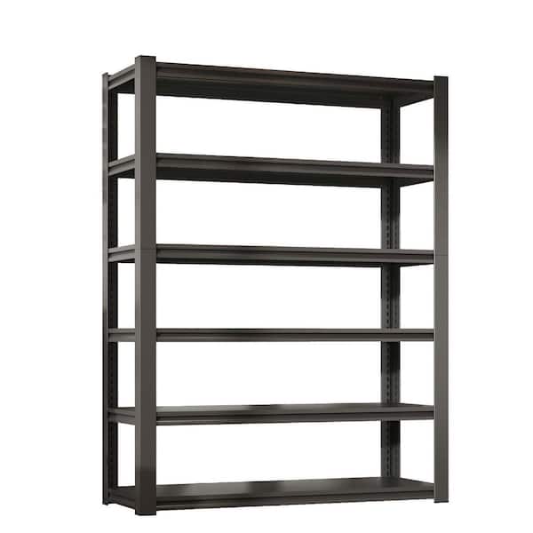 6-Tiers Metal Heavy Duty Adjustable Garage Pantry Organizer Shelving Unit in Black (18 in. W x 84.2 in. H x 48 in. D)
