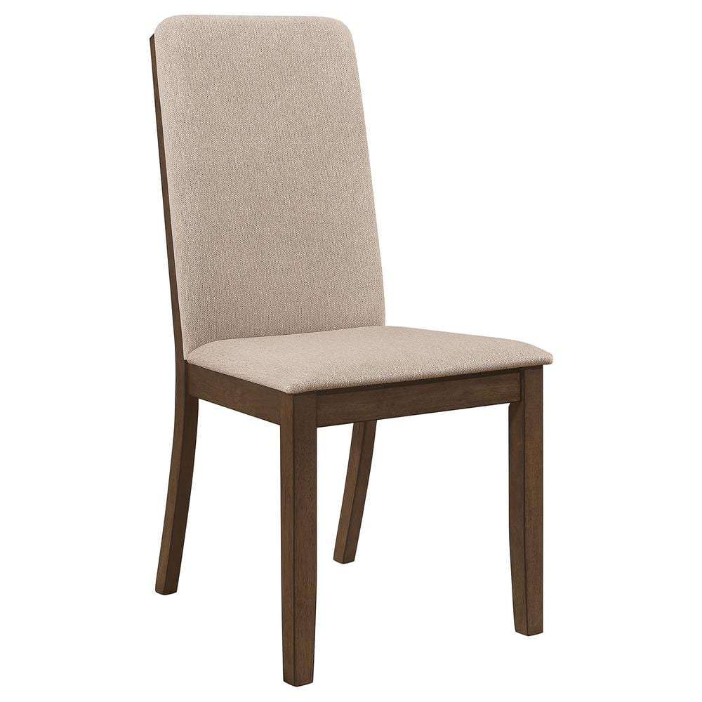 Cream Upholstered High Back Wooden Side Chairs, Set of 2