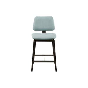Rogue 25 in. Dusty Blue Wood Counter Stool with Armless 360 Degree Swivel