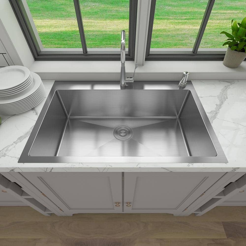 Sinber 33" Stainless Steel Drop-In Single Bowl Kitchen Sink