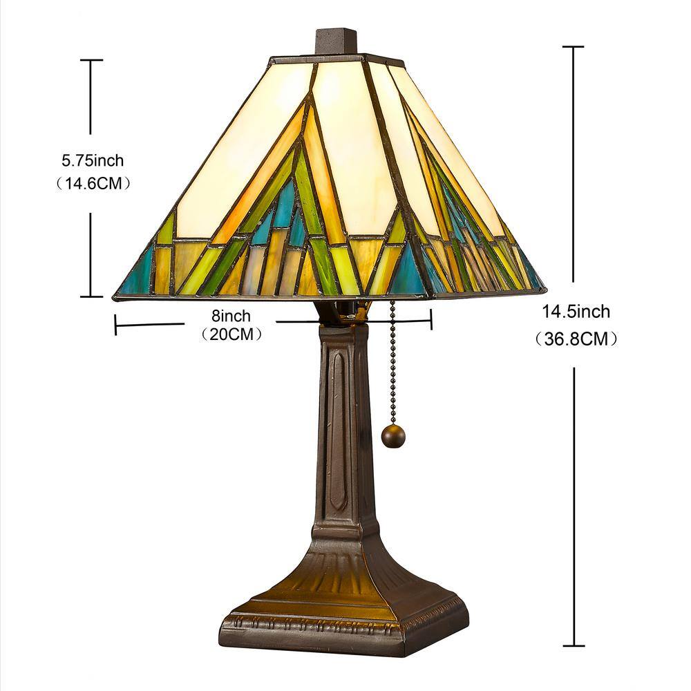 Ivory and Green Stained Glass Bronze Clip-on Lamp
