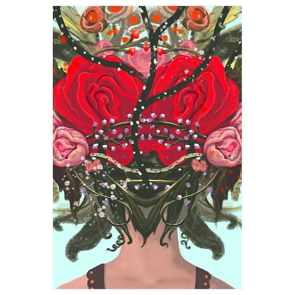 VENICE BEACH Collections Beauty from within Flowerhead by Unknown 1 Piece Unframed Canvas Drawing Print 20 in. x 30 in.