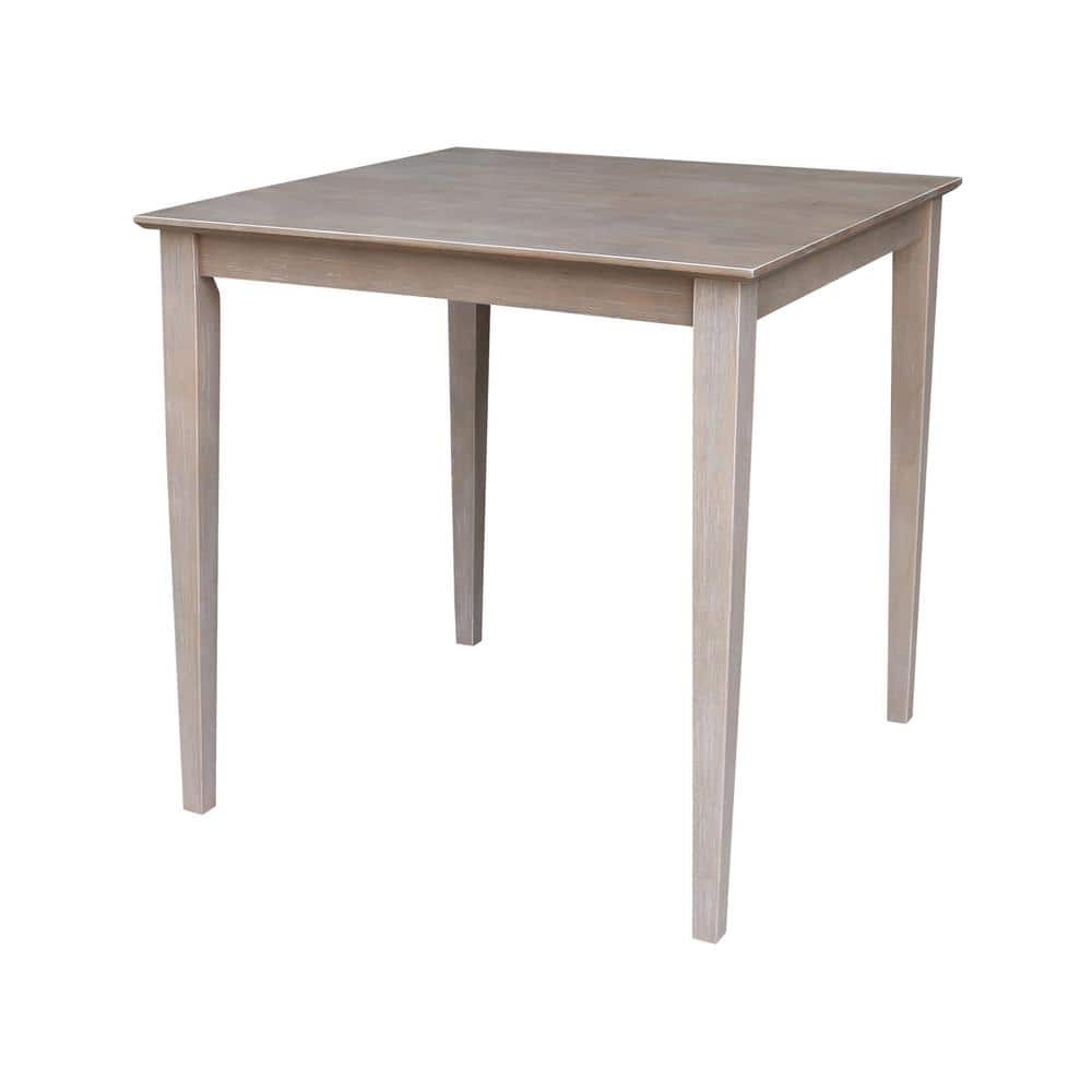 Elegant Washed Gray Taupe Solid Wood Counter Height Dining Set with 2 Stools