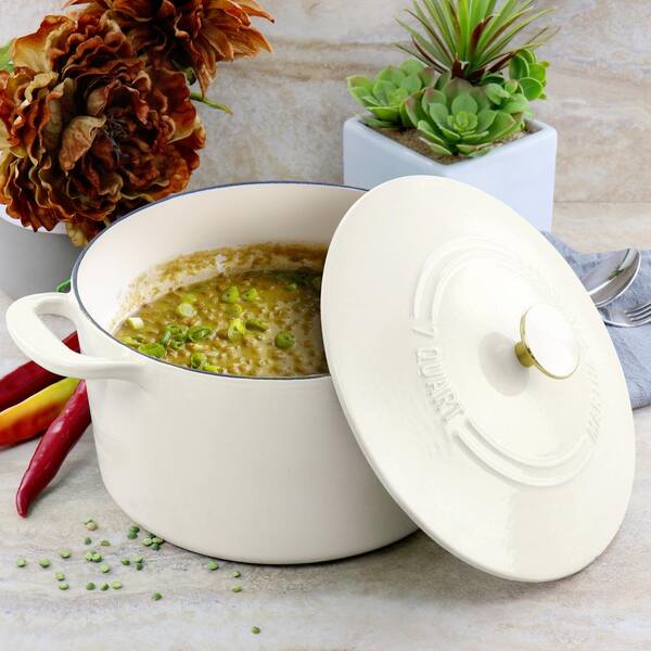 MARTHA STEWART Gatwick Enameled Cast Iron Dutch Oven with Lid in  Linen 1-Set