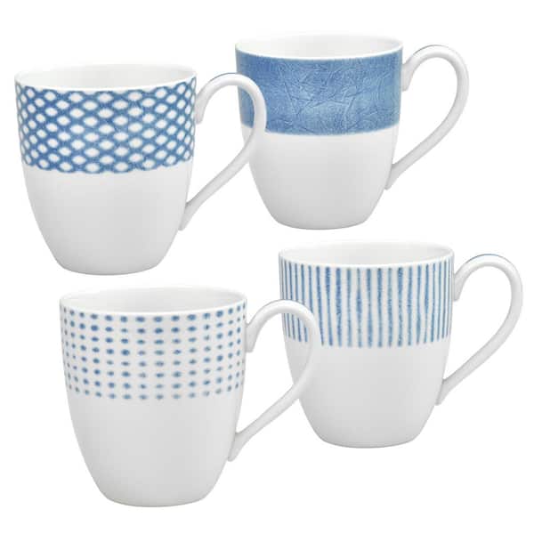 Blue Hammock 15 fl. oz. (Blue) Porcelain Assorted Mugs, (Set of 4)
