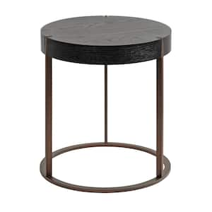 Rovin 15.75 in. Black Round Wood Veneer/MDF End Table