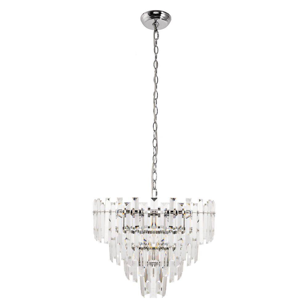 chic Emeritpro 6-Light Chrome 3-Tier Crystal Drum Chandelier E12