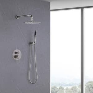 1-Handle 2-Spray Rain Shower Faucet and Hand Shower Combo Kit in Brushed Nickel (Valve Included)